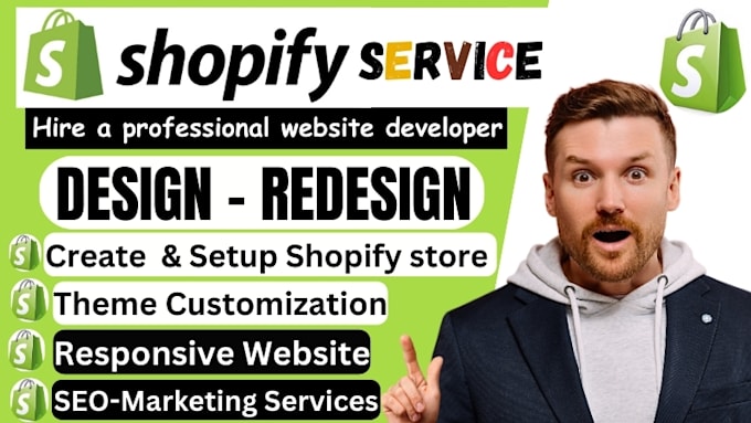 Gig Preview - Create, design, redesign shopify dropshipping store, shopify ecommerce website