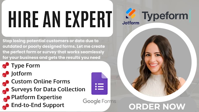 Gig Preview - Create online form using jotform type form google form and survey