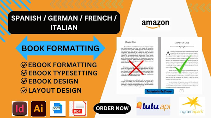 Gig Preview - Format design layout german book, spanish book, italian book, typeset kdp upload