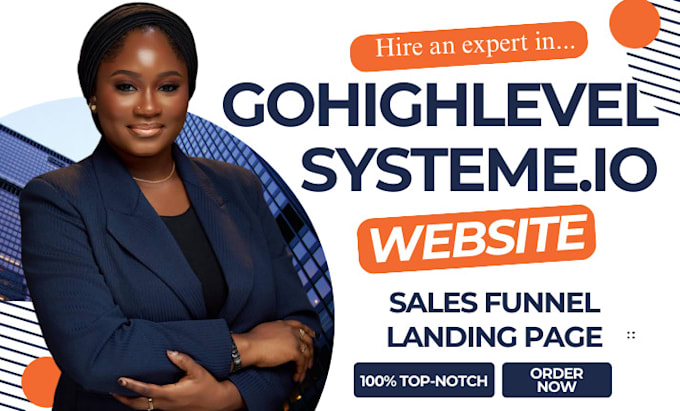 Gig Preview - Create systeme io sales funnel, landing page design, gohighlevel landing page