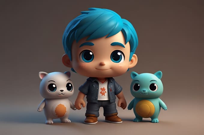 Gig Preview - Create cute 3d toy, cartoon character, cute chibi for 3d printing, 3mf, stl file