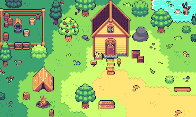 Gig Preview - 2d pixel art indie rpg game tiles asset tileset environment scenery background