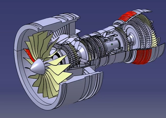 Gig Preview - Do 3d and 2d model in catiav5, 3d jet engine model design