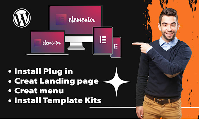 Bestseller - creat a wordpress landing page with elementor pro, plugins, templates, and menu