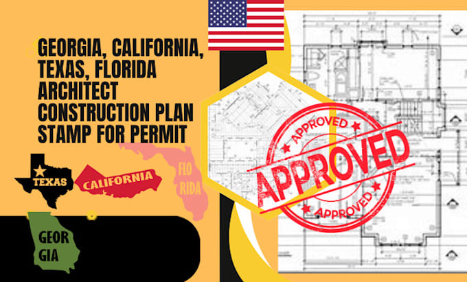 Gig Preview - Georgia, california, texas, florida architect construction plan stamp for permit