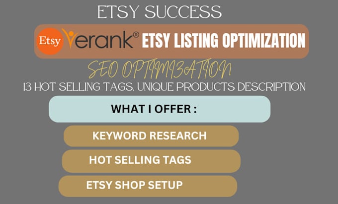 Gig Preview - Optimize your etsy listing, etsy seo title, tags  to rank and boost  etsy sales