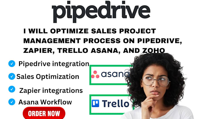 Gig Preview - Optimize sales project management process on pipedrive zapier  trello asana zoho