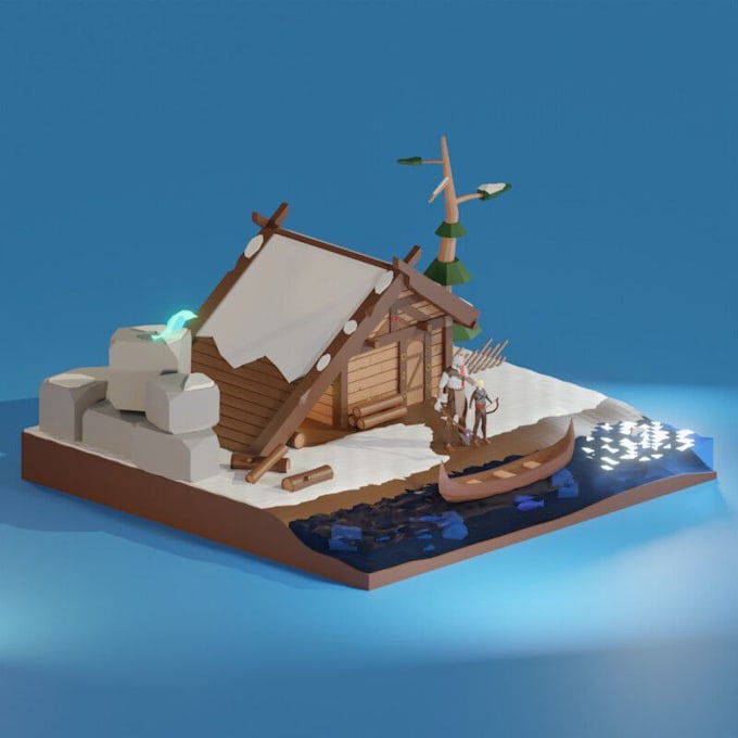 Gig Preview - Make isometric stylized 3d terrain miniature building,3d scene,dnd game 3d model