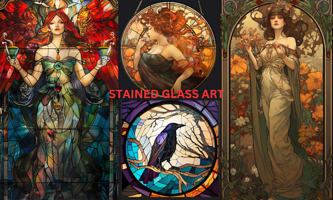 Gig Preview - Draw classic line art or colored art for stained glass art design