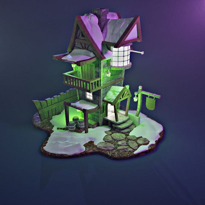 Gig Preview - Do 3d printable scenery in blender,3d stylized fantasy dnd gaming ttrpg 3d house