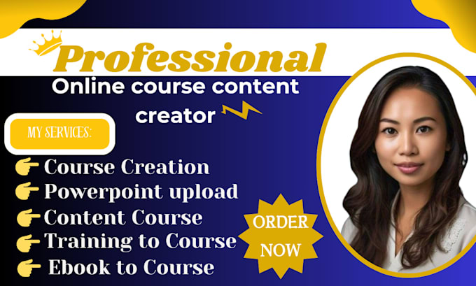 Gig Preview - Create online course content, course website, course curriculum, course creator