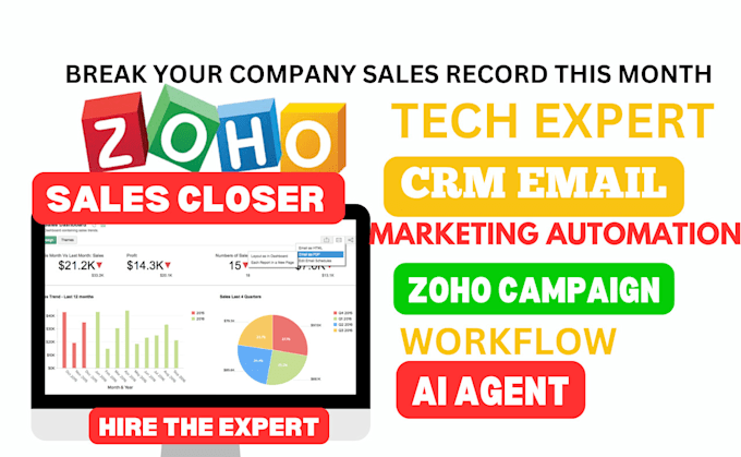 Gig Preview - Do zoho sales zoho crm lead generation zoho campaign form zoho workflow ai agent