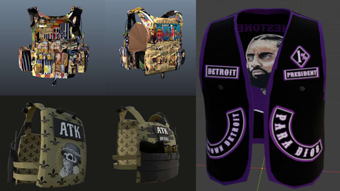 Gig Preview - Create fivem gang vest ,fivem armor ,fivem gang clothing ,ped clothing packs