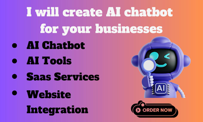 Gig Preview - Create ai chatbot for your businesses