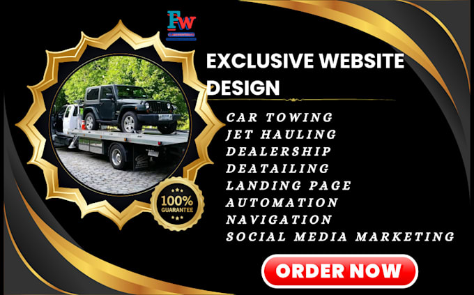 Gig Preview - Design exclusive car towing detailing jet hauling towing car auction website