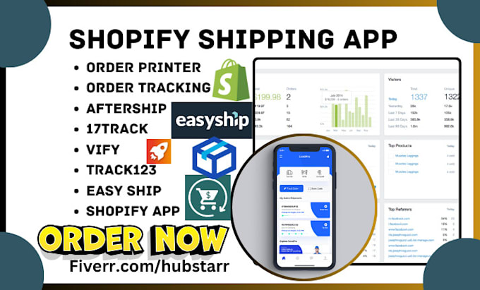 Gig Preview - Setup shopify shipping app order printer order tracking aftership 17track vify