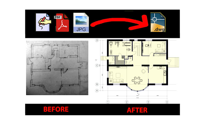 Gig Preview - Convert pdf or sketch to autocad dwg