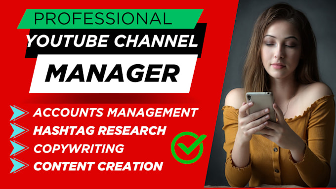 Gig Preview - Be your youtube channel manager, 24 available