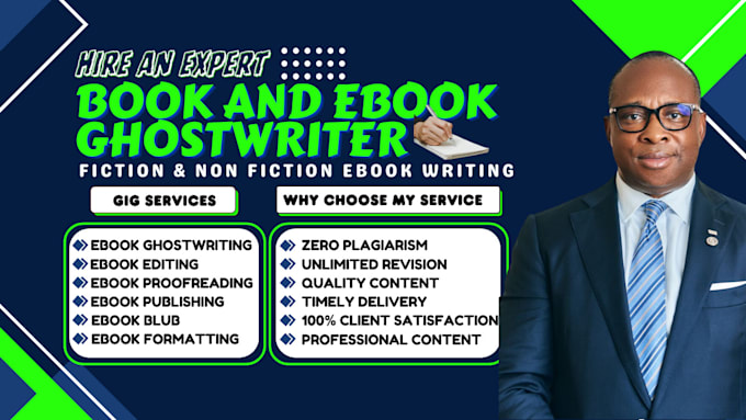 Gig Preview - Be book and ebook ghostwriter on ficition and non fiction ebook, amazon kdp