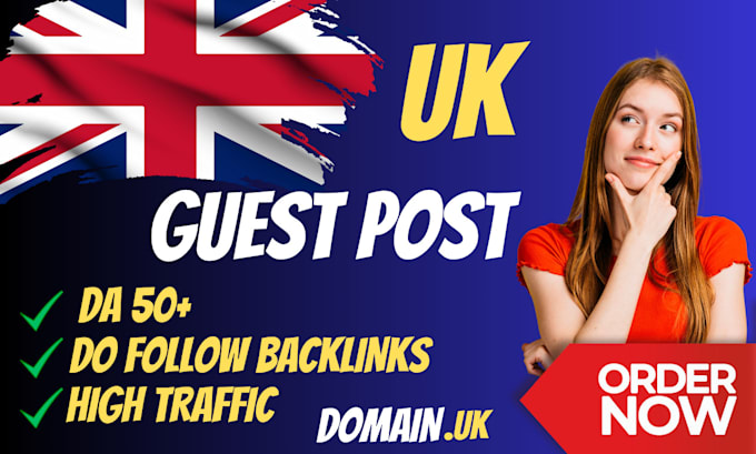 Gig Preview - Provide guest post on high da UK blogs with dofollow backlinks