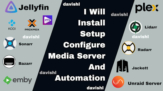 Gig Preview - Setup plex, emby, jellyfin, kodi, stemio, proxmox, iptv, rclone and automations