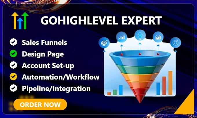 Gig Preview - Set up go high level workflow gohighlevel funnel ghl automation and website