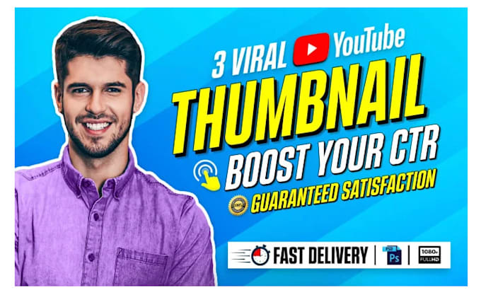 Gig Preview - Design 3 eye catching and mind blowing youtube thumbnails for you