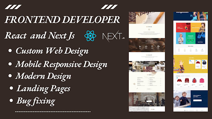 Gig Preview - Expert frontend developer react nextjs responsive fast and modern websites