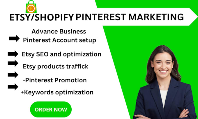 Gig Preview - Create and  pinterest marketing , seo pins, for your etsy shopify sales