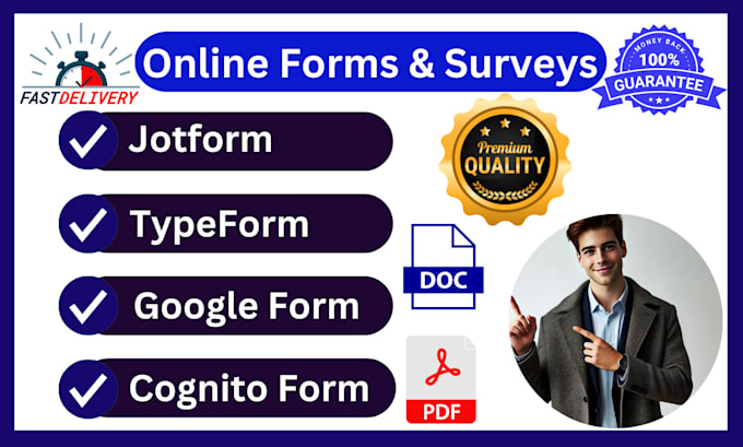 Gig Preview - Create online forms, surveys, jotform, google form, cognito form, typeform