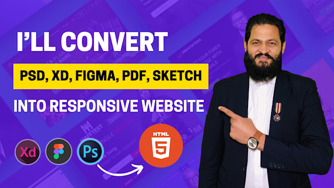 Gig Preview - Convert figma to html, psd to html, xd to html responsive website