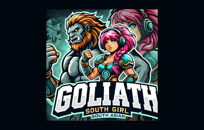 Gig Preview - Design goliath girl esport mascot logo with free source file