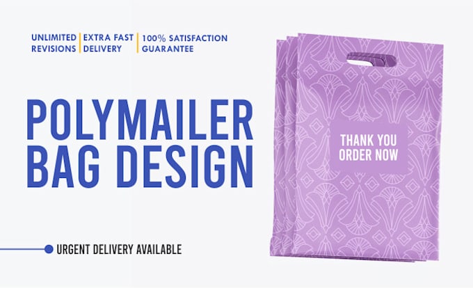 Gig Preview - Design minimalist poly mailers, shipping bags, bubble mailers, or parcel bags