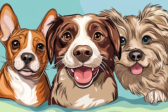 Gig Preview - Draw your lovely dogs or pets into cartoon portrait