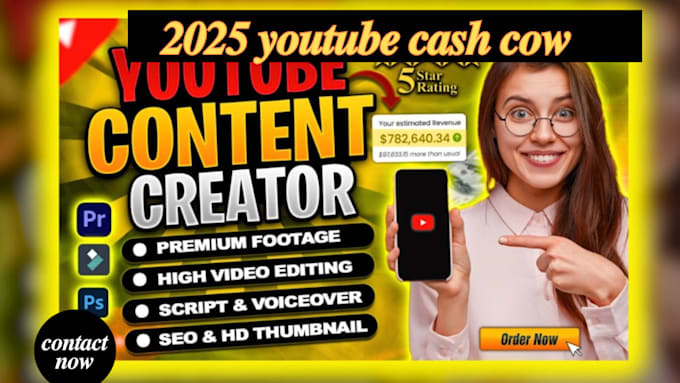 Gig Preview - Create and grow a profitable cash cow channel for youtube success