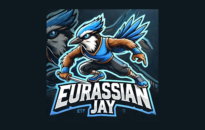 Gig Preview - Do high quality eurasian jay mascot logo with  new concept