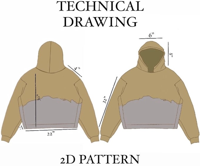 Gig Preview - Make 2d flat fashion design sketch, detailed, graded 3d sewing clothing patterns