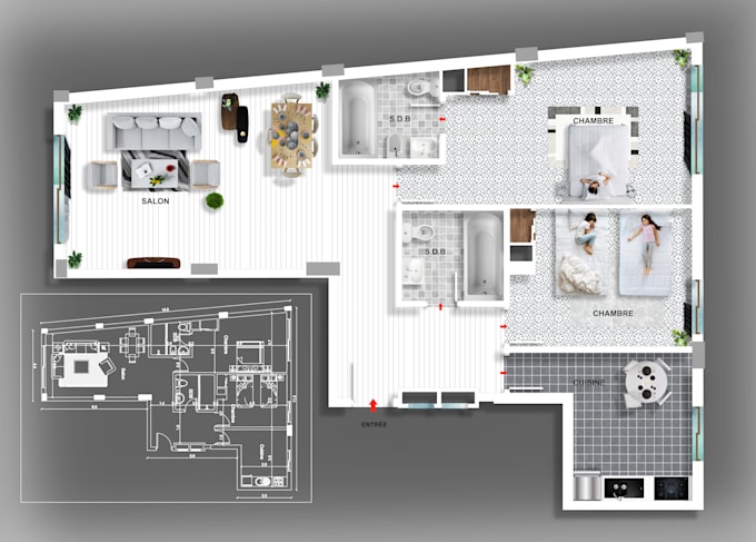 Gig Preview - Draw 2d architectural floor plan