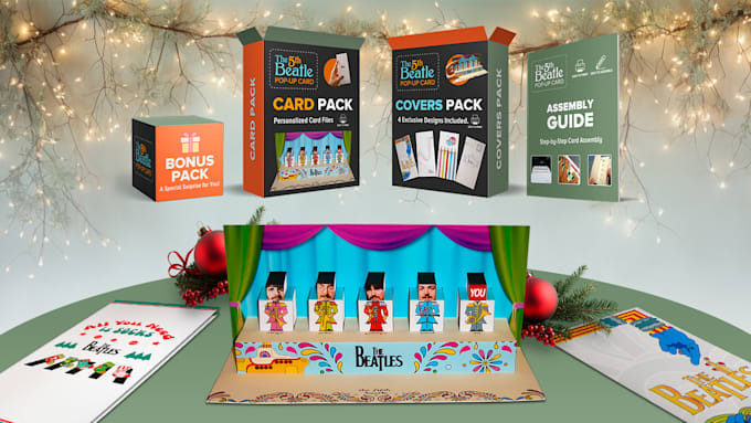 Gig Preview - Craft a personalized popup christmas card with beatles vibes easy to assemble