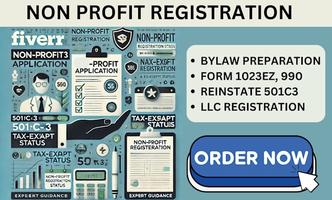 Gig Preview - File your 501c3 paperwork non profit registration form 1023 ez and full bylaw