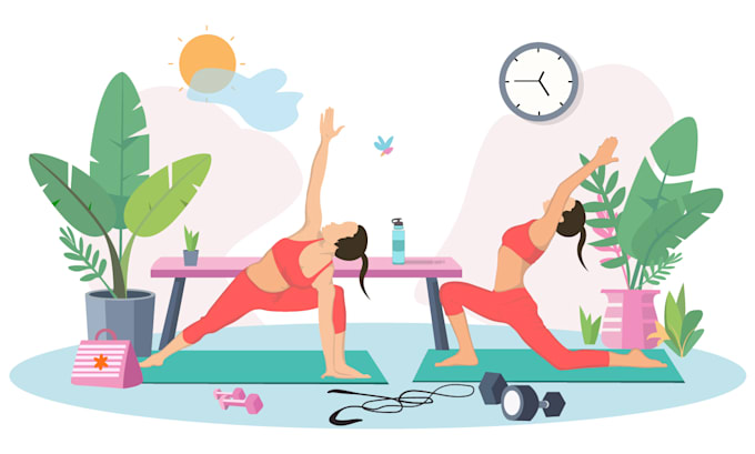 Gig Preview - Draw  illustrations manual, workout, yoga, exercise fitness pose illustration