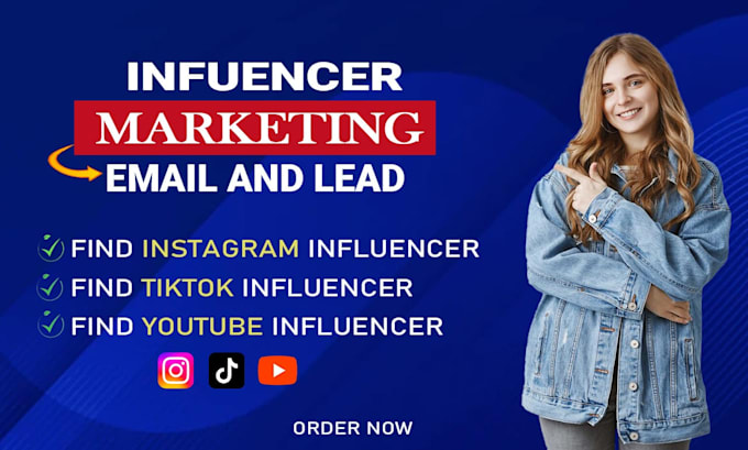 Gig Preview - Find the best instagram, youtube, and tiktok influencer email lists and leads