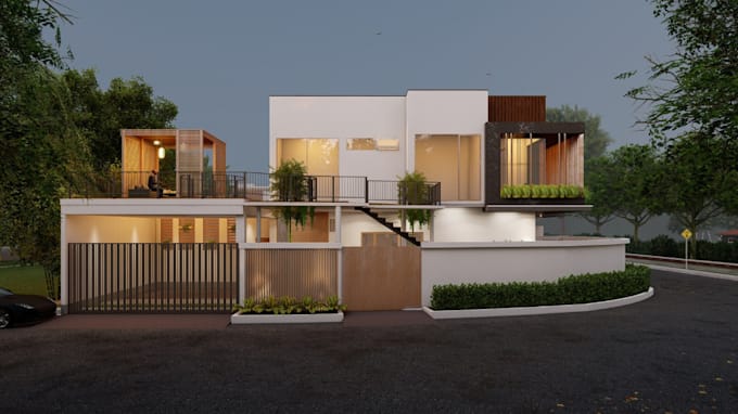 Gig Preview - House elevation, rooftop design, upgrade house exterior,residential villa,garden