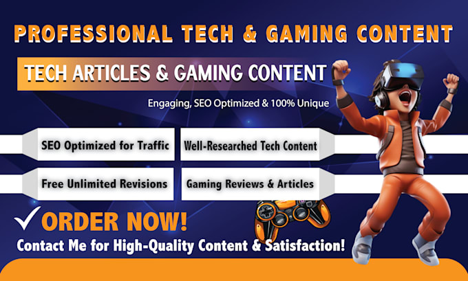 Gig Preview - Write engaging tech gaming articles, and technology content