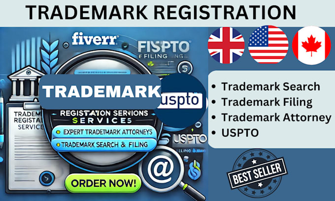 Gig Preview - Do trademark registration attorney uspto trademark filling search UK USA canada