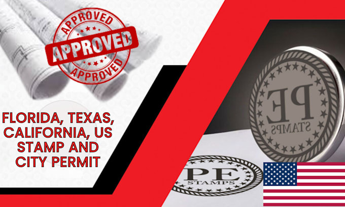 Gig Preview - Do digital pe stamp, california, florida, texas, US licenced stamp, city permit