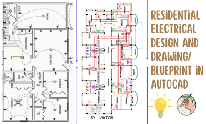 Gig Preview - Make residential electrical design and drawing, blueprint in autocad