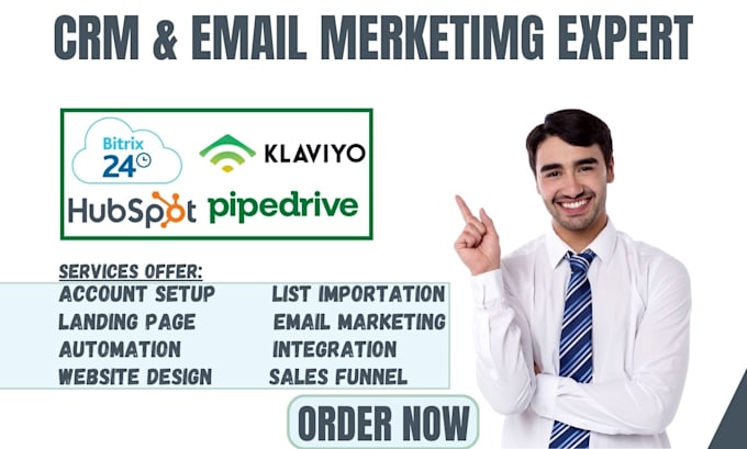 Gig Preview - Setup bitrix24 pipedrive crm hubspot klaviyo automation integration workflow