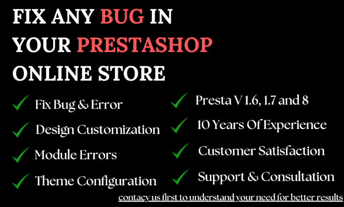 Gig Preview - Fix prestashop errors, bugs, and resolve prestashop issues