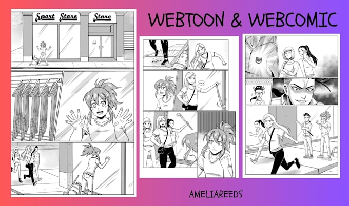 Gig Preview - Create webtoon, webcomic, fan comic, motion comic, vintage, retro pin up art